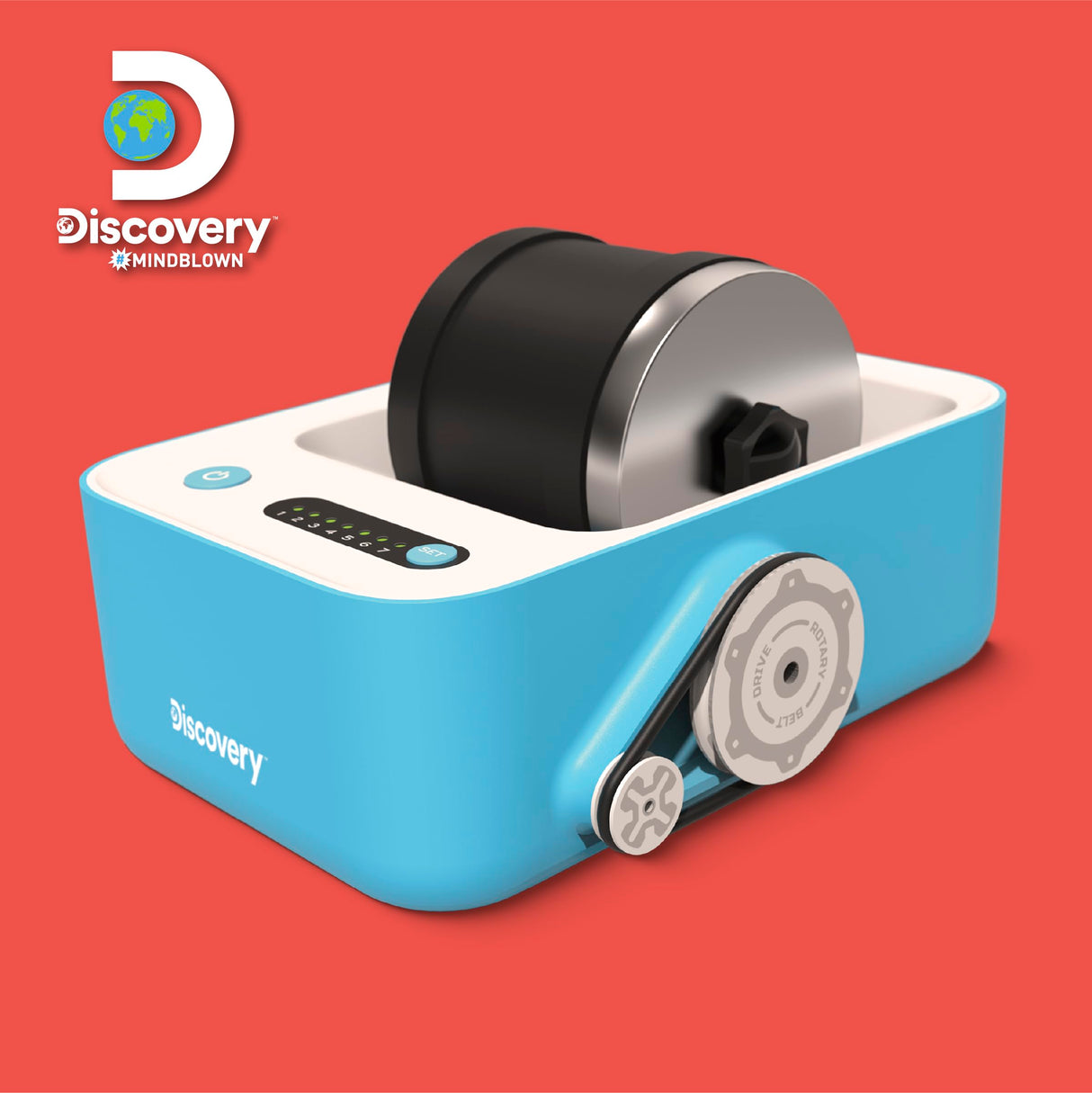 Discovery™ #MINDBLOWN Rock Tumbler Deluxe Set – Stone Polishing Kit with Rocks, 4 Grits, Gem Case| STEM Science Project Kit for Kids & Beginners| Fun Craft Kit Gift| Cool Toy for Boys & Girls Ages 8+ Discovery Kids