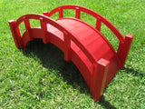SamsGazebos Miniature Japanese Wood Garden Bridge, Red, Assembled, 25" Long X 11" Tall X 11-1/2" Wide, Made in USA SamsGazebos