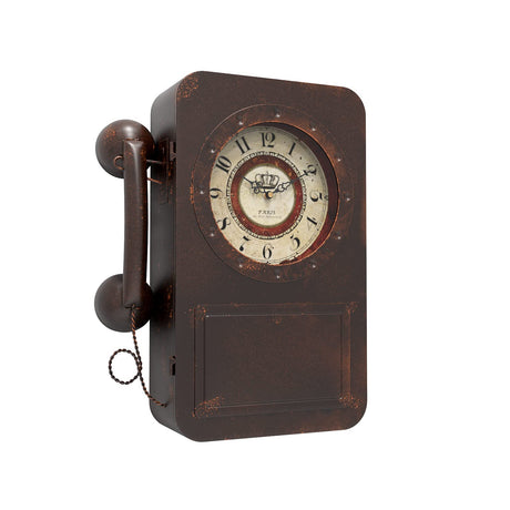 Abdurey Retro Old Telephone Wall Clock with Hidden Safe, Battery Operated Quartz Metal Wall Clocks, Large Rectangular Vintage Decor Clocks, for Farmhouse, Living Room(16" H x 12" W x 4" D) Abdurey
