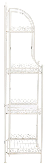 Safavieh PAT5014B Outdoor Collection Amaris Antique White Wrought Iron 4-Tier Bakers Rack Safavieh