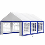 Tents for Parties Party Tent 16x20 ft, Outdoor Canopy Carpas para Fiestas Heavy Duty, Large Waterproof Patio Event Wedding Tent White & Blue with Sidewalls Walls for Backyard Sophia & William