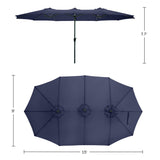 Pure Garden 50-LG1284 15' Double Sided Market Umbrella, Navy Blue Pure Garden