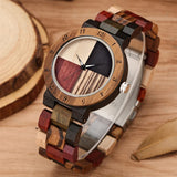 Tiong Ladies Plaid Wood Design Watch Lightweight Wooden Watches with Adjustable Strap and Stainless Steel Buckle Quartz Watches for Women Tiong