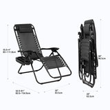 Nazhura Set of 2 Relaxing Recliners Patio Chairs Adjustable Steel Mesh Zero Gravity Lounge Chair Beach Chairs with Pillow and Cup Holder Black Nazhura