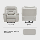 Lexicon Power Recliner Chair for Living Room, Top Grain Leather Match Recliner with Pillow Top Armrests, Home Theater Seating, Wall Hugger Recliners with USB Port, 40" W, Silver Lexicon