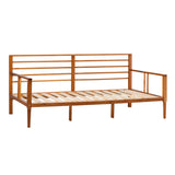 Mid-Century Modern Caramel Wood Spindle Daybed Frame with Headboard and Footboard - Twin Size Walker Edison