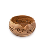 SAMHITA Acacia Wood Yarn Bowl Holder |Hand Carved Yarn Bowls for DIY Knitting Crocheting Accessories (7" x 7" x 4") Samhita