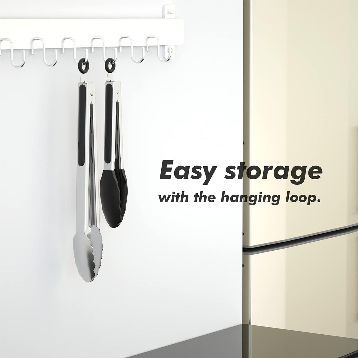 ChefAide Set of 2 Cooking Tongs,600ºF High Heat-Resistant,Kitchen Utensils,Cooking Utensils for Grill,Salad,BBQ,Frying,Baking,Serving 9/12 inches ChefAide