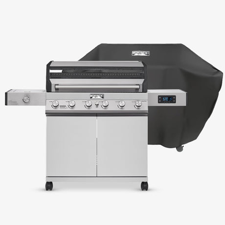 Monument Grills 6-Burner Convertible Natural Gas Smart bbq Grill Stainless Steel Denali 605 with BBQ Cover Monument Grills