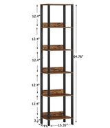 6 Tier Bookshelf with Anti-Fall Baffle, Tall 64.79" Bookcase with DIY Shelves, Industrial Book Shelf Storage Organizer, Display Free Standing Shelf Unit for Bedroom, Living Room, Office, Rustic Brown VIMBER