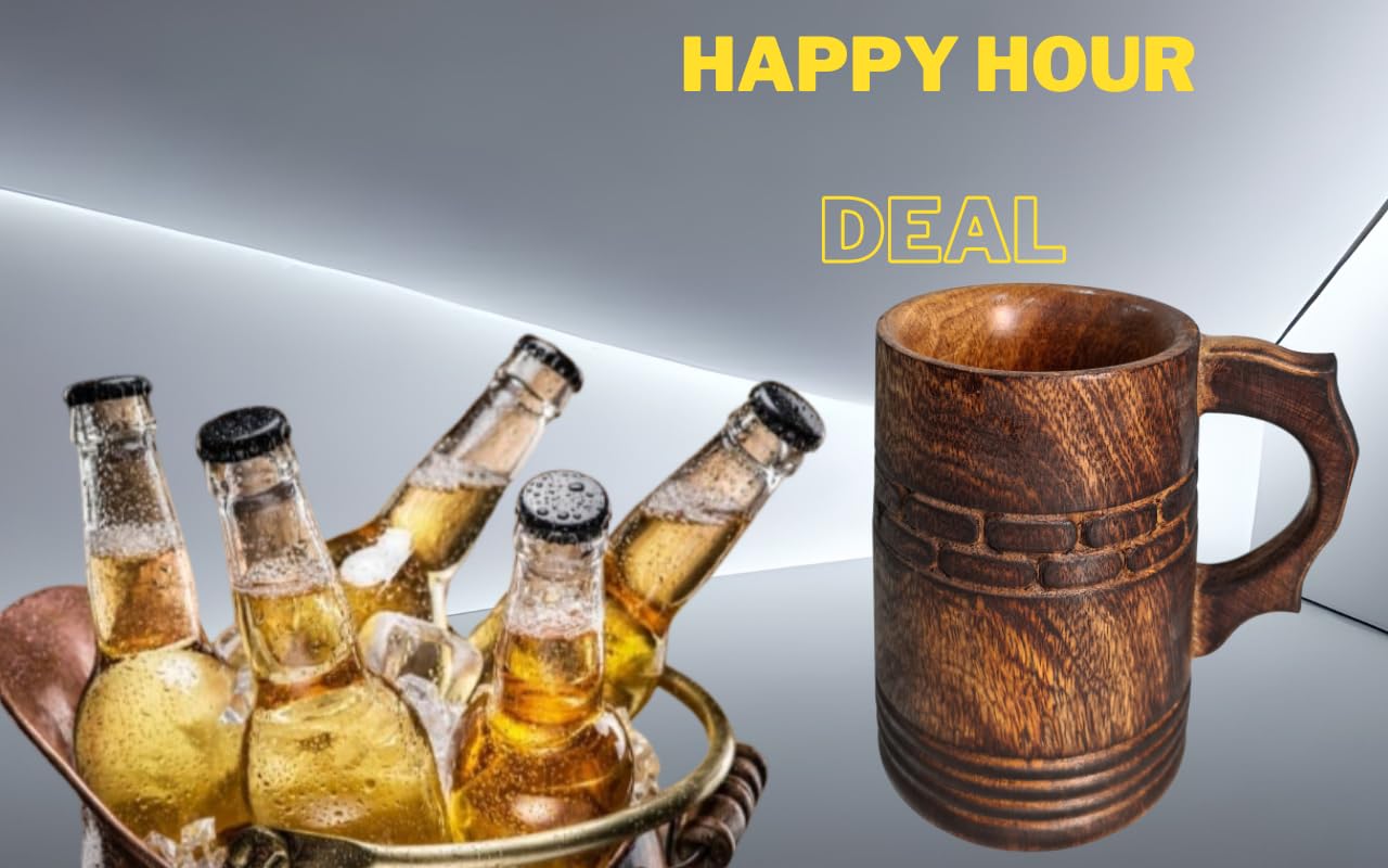 Medieval Inspired Rustic Wooden Beer Mug Handcrafted Unique Design Retro Eco-Friendly Drinkware Food Safe Tankard For beer fest Coffee & Tea - WoodArtSupply