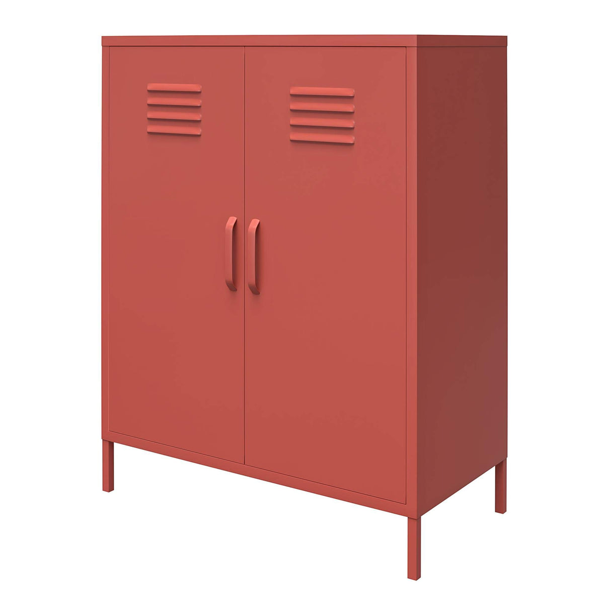 REALROOMS Shadwick 2 Door Metal Locker Style Accent Storage Cabinet, Terracotta REALROOMS