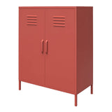 REALROOMS Shadwick 2 Door Metal Locker Style Accent Storage Cabinet, Terracotta REALROOMS