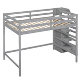 Harper & Bright Designs Grey Full Loft Bed with Storage Staircase and Wardrobe Harper & Bright Designs