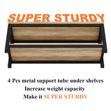 BON AUGURE Entryway Bench, Farmhouse Wooden Metal Entry Storage Bench, Rustic Shoe Benches with Shelf for Foyer, Mudroom, Bedroom, Hall, Entrance (Vintage Oak) BON AUGURE