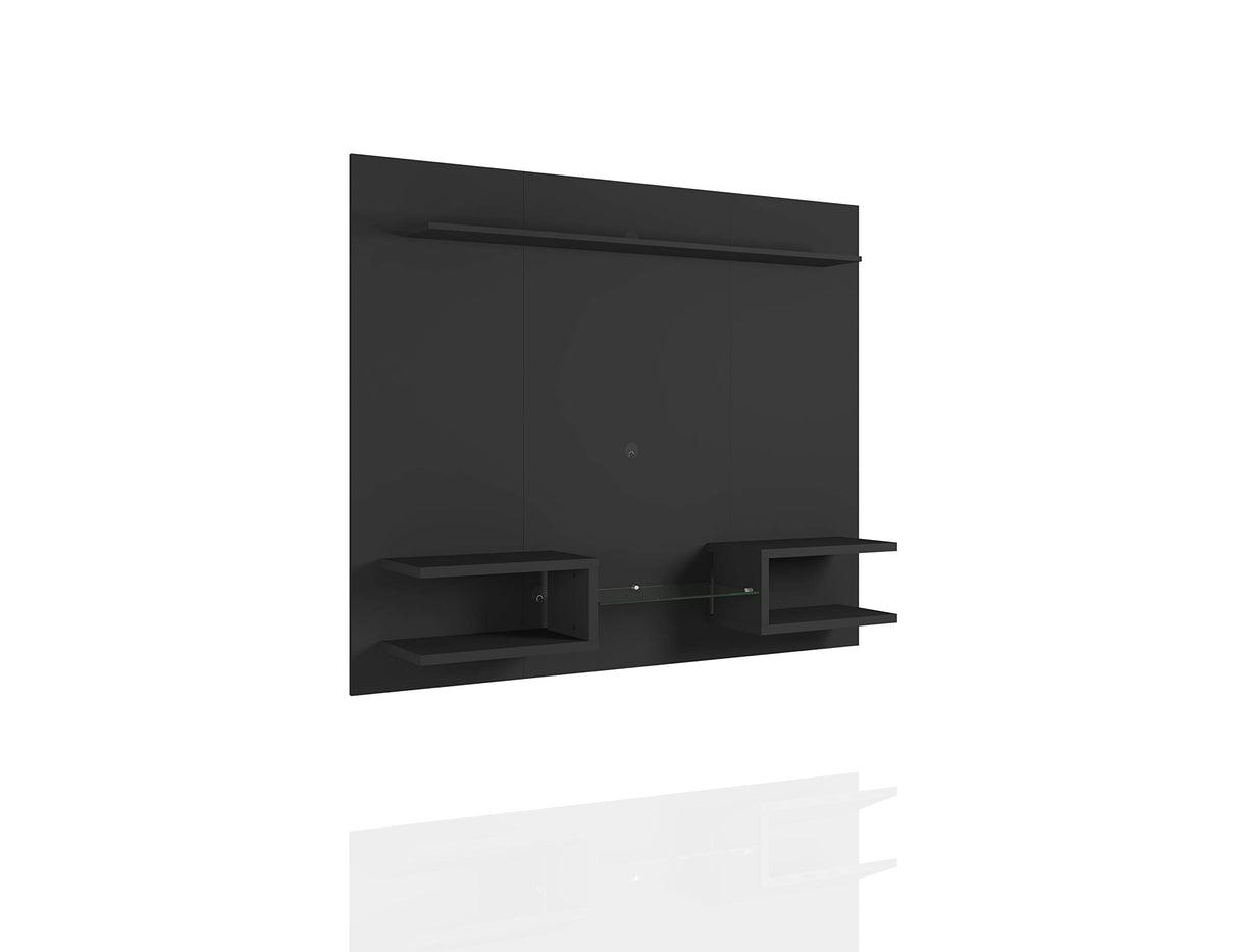 Manhattan Comfort Plaza Floating Entertainment Center for Living Room, Wall Mounted TV Stand with Display Shelves, Wire Management & Mounting Hardware, Fits up to 50" Screens, Black Manhattan Comfort