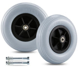 ANTIQO Pair of 8" x 2" (200x50) Caster Wheels for Electric/Power Wheelchair - 8 inch Solid Tire Replacement Wheels (8"x 2" (200x50) - Gray) ANTIQO