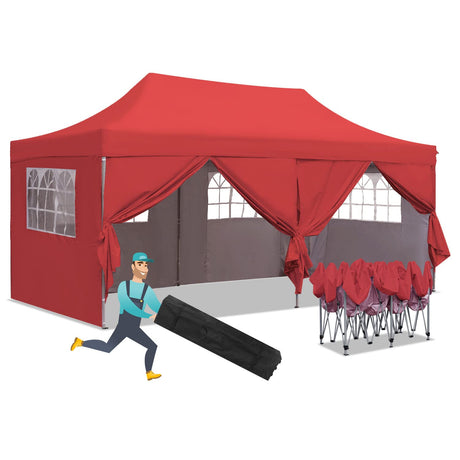 10x20 ft Instant Pop up Canopy, Wonlink Party Tent Folding Heavy Duty Gazebos with Removable Sidewalls and Wheeled Bag Waterproof Wonlink