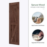 ROYMELO 30x84 inch Sliding Barn Wood Door Slab with 5ft Hardware Kit and Handle, Coffee, K Shape, Simple DIY Assembly ROYMELO