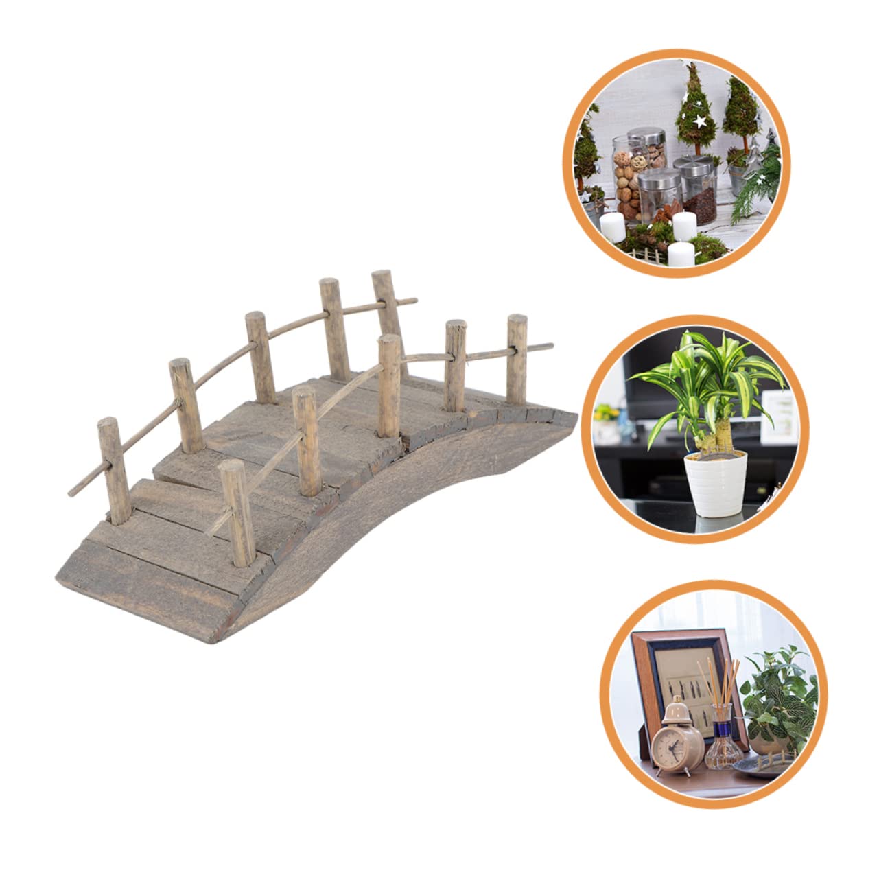 Yardenfun 2pcs Mini Wooden Arch Bridge Artificial Arch Bridge Wooden Bridge for Micro Bonsai Ornament Fence Garden Bridges for Outdoors 4ft Natures Garden Container Micro Scene Miniature - WoodArtSupply