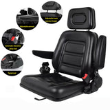 Universal Lawn Mower Seat, Tractor Seat Fold Down with Armrest Headrest Seatbelt, Adjustable Backrest and Slide Rail Waterproof Loader Forklift Seat, for Garden Tractor Bucket Excavator Backhoe Dozer RHFUGBOJ