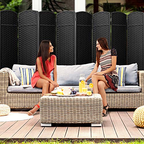 Sorbus 8-Panel Black Room Divider with Double Hinged Panels, 6 ft Tall Folding Privacy Screen Sorbus