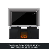 Ameriwood Home Carson Fireplace TV Stand for TVs up to 70 Inch, Replaceable Electric Fireplace Insert Heater, Realistic Log and Flame Effect, For Living Room or Bedroom, Black Ameriwood Home