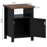 ChooChoo Nightstands Set of 2, Rustic Vintage End Side Table with Storage for Bedroom Living Room, Black&Brown ChooChoo