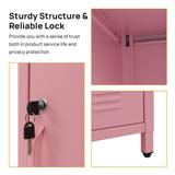 ALBAD Compact Metal Nightstand with Lockable Cabinet and Open Shelf, Modern Bedside Table, Versatile Side Table for Bedroom, Living Room, or Office ALBAD