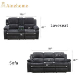 A Ainehome Living Room Furniture Set Grey Corduroy Recliner Sofa Set Loveseat Chair Furniture Sofa Set for Living Room/Rv/House/Office/Theater Seating (A-Dark Grey Corduroy, Sofa+Loveseat) A Ainehome
