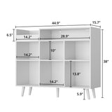 Cozy Castle Record Player Stand, Turntable Shelf with Vinyl Storage up to 500 Albums, Vinyl Record Player Shelf with Power Outlet Sideboard Buffet Cabinet with Storage Accent Cabinet, White Cozy Castle