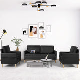 AILEEKISS Mid-Century Sectional Sofa Sets 3 Pieces Faux Leather Loveseat Couches with 2 USB Living Room Furniture Accent Arm Chairs for Small Space, Apartment, Office (1-Seater+1-Seater+3-Seater) AILEEKISS
