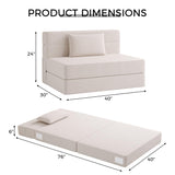 Luoxiao Folding Sofa Bed Twin with Pillow, Portable Foldable Sofa Bed for Travel, Camping, Guest, Trifold Mattress with Breathable & Washable Cover, Convertible and Easy to Storage, Off White Luoxiao