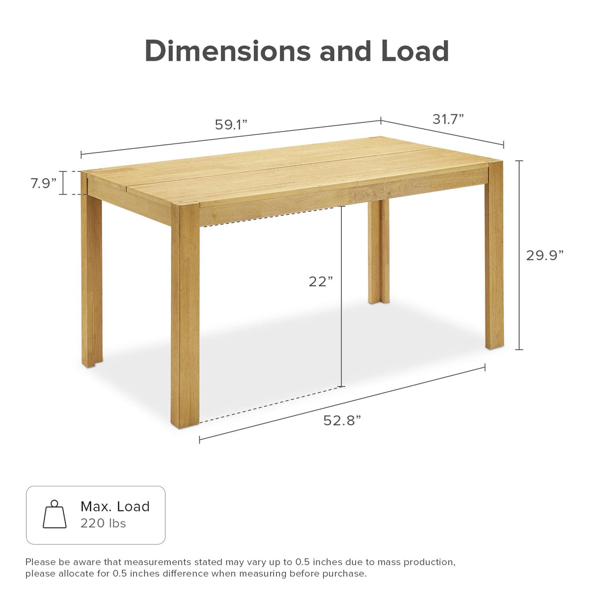 mopio Logan 5 Piece 4 Seater Upholstered Dining Table Set, Modern Farmhouse Solid Wood 4 Piece 59" Dining Table Set for Dining Room Kitchen mopio