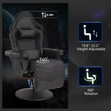 Consofa Gaming Chair, Reclining Gaming Chair with Footrest, PU Leather Massage Video Gaming Recliner Chair w/Adjustable Height, Swivel Gaming Chair with Lumbar Support, Side Pouch (Black) Consofa