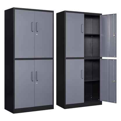 Yizosh Metal Storage Locking Cabinet with 4 Doors and 2 Adjustable Shelves,71" Lockable Garage Tall Steel Cabinet,for Home Office,Living - WoodArtSupply