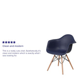 Flash Furniture Alonza Series Navy Plastic Chair with Wooden Legs Flash Furniture
