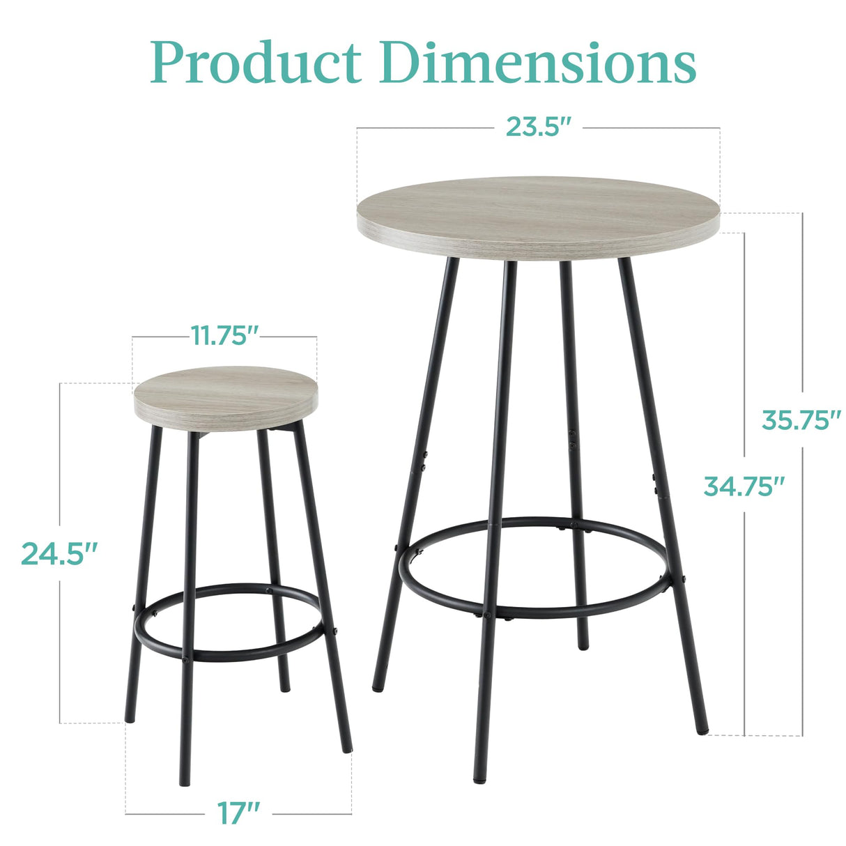 Best Choice Products Bistro Dining Set 3 Piece, Modern Round Counter Height Pub Table, Compact High Top with Bar Stools Pub Dining Set for Kitchen, Breakfast Room - Light Gray Best Choice Products