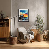 Lighthouse Paint by Numbers, Lighthouse Ocean Paint by Number Kit for Adults, Coastal Scenery Easy Acrylic DIY Oil Painting on Canvas for Home Wall Decor- Rocky Cliff at Sunset(16x20inch, No Frame) Cawpom