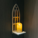 HPC Decor Candle Sconces Wall Decor Set of 2- Handmade Wall Sconce Candle Holder- White Window Shape Wood Wall Home Decor- Farmhouse Wall Decorations for Living Room, Bedroom, Bathroom, Dining Room HPC DEC R OUR HAPPY PLACE