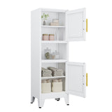 RISTERN 48" Metal Bathroom Storage Cabinet, Kitchen Pantry Storage Cabinet with 2 Doors and Adjustable Shelves, Steel Corner Floor File for Bathroom, Living Room, White, 11.81"D x 15.75"W x 47.64"H RISTERN