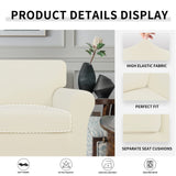 Easy-Going 3 Pieces Stretch Soft Couch Cover for Dogs - Washable Sofa Slipcover for 2 Separate Cushion Couch - Elastic Furniture Protector for Pets, Kids (Loveseat, Ivory) Easy-Going