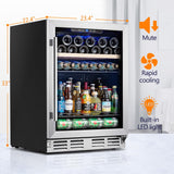 Kalamera Mini Fridge 24” Beverage and Wine Cooler Built-in or Freestanding - 118 Cans & 16 Bottles Capacity Wine Refrigerator Cooler Kalamera