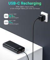 LOVELEDI Power-Bank-Portable-Charger - 32000mAh Power Bank Output PD 30W and QC4.0 Fast Charger Portable Charger with Built-in LED Display Compatible with Smartphones and All USB Devices (Black) LOVELEDI