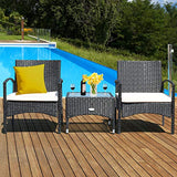 Tangkula 3 PCS Patio Wicker Rattan Furniture Set, Rattan Chair with Coffee Table, High Load Bearing Chair Conversation Sets for Patio Garden Lawn Backyard Pool (Black) Tangkula