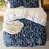 Bedsure Twin/Twin XL Duvet Cover - Reversible Navy Blue Duvet Cover Set with Zipper Closure, 2 Pieces Cute Floral Patterned Bedding Set with 8 Corner Ties and 1 Pillow Sham Bedsure