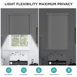 Joydeco 100% Blackout Roller Shades Cordless Blinds for Windows, Free-Stop Shades, UV Protection, Natural Woven Blinds for Home and Office, Light-Proof Aluminum Cover (35" W x 75" H, White) Joydeco