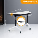 Conference Table,6 Pack Foldable Conference Room Table,47.2in Rolling Meeting Seminar Table with Casters,Business Mobile Training Table for 6-8 People,Modern Seminar Boardroom Table for Office MSFDC