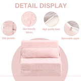 Tiita Folding Sofa Bed with Pillow Single Size Mattress&Plush Fabric with Portable Storage Bag,Floor Lounger Chair Bed for Living Room,Guest Room,Dorm,Apartment,Upstairs Loft,Home Office,Pink Tiita