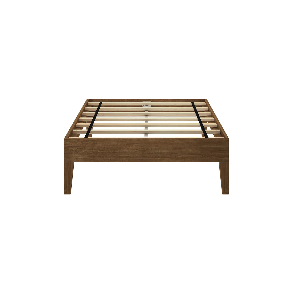 Max & Lily Fundamental Twin Platform Bed Frame, Kids Modern Solid Wood Bed, Strong Wooden Slats, Non-Toxic Finishes, Matte Walnut Max & Lily